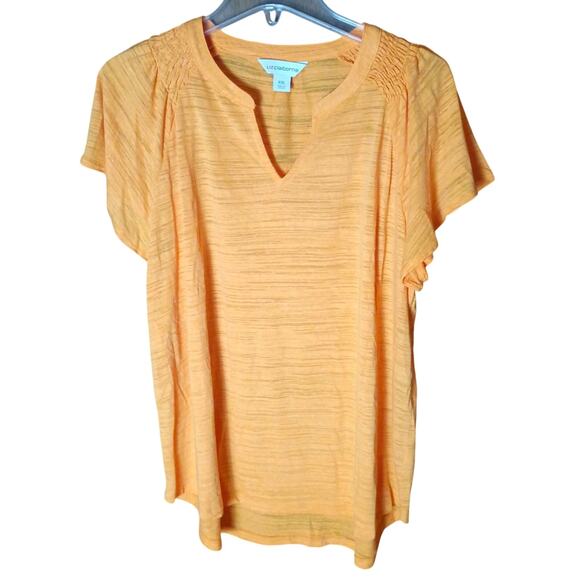 Liz Claiborne Women XXL Tangerine Orange Cotton Slub Flutter Short Sleeve Tshirt - Picture 1 of 4